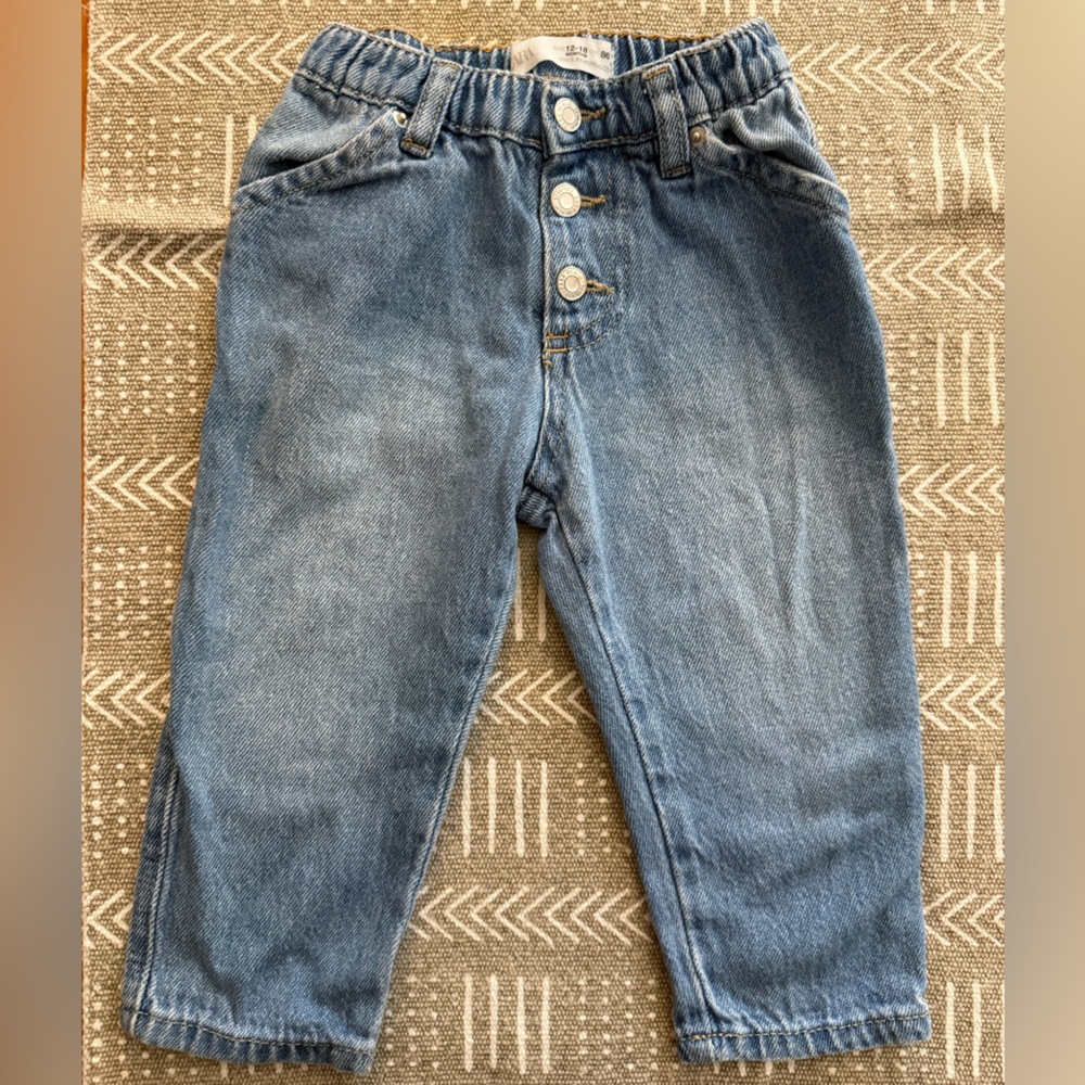 Zara Kids Light Blue Button-Fly Jeans